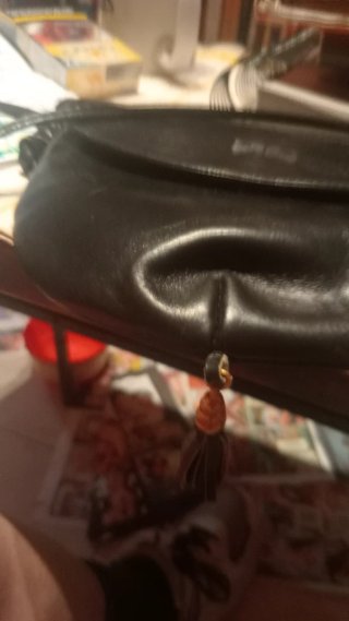 Bolso Piel Vintage Años 60 Negro 20x14
