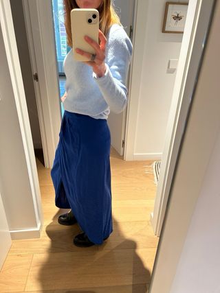 Falda larga Zara azul talla S