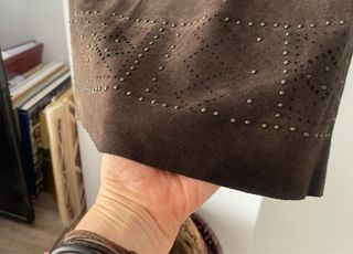 Falda de piel 100% marrón Pedro del Hierro