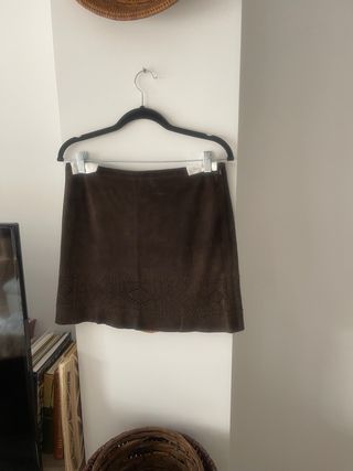 Falda de piel 100% marrón Pedro del Hierro