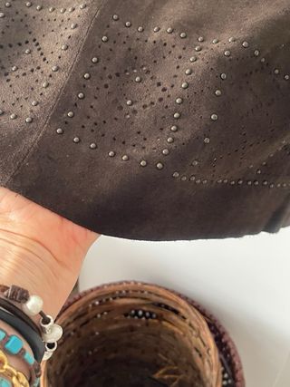 Falda de piel 100% marrón Pedro del Hierro