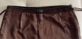 Falda de piel 100% marrón Pedro del Hierro
