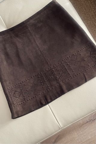 Falda de piel 100% marrón Pedro del Hierro