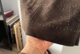 Falda de piel 100% marrón Pedro del Hierro