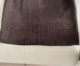 Falda de piel 100% marrón Pedro del Hierro