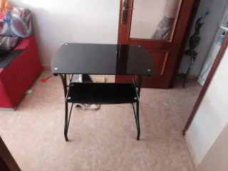 Mesa escritorio cristal negro