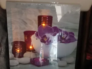 Quadro in tela relax orchidee viola e pietre
