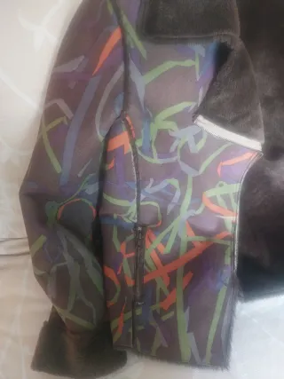 Cazadora Biker Piel Vuelta Multicolor