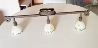 Lámpara de techo 3 focos metal y cristal