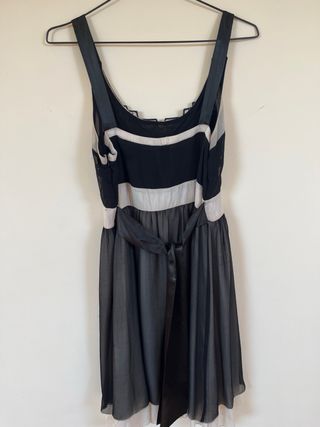 Vestido gasa blanco y negro para eventos