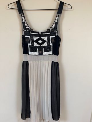 Vestido gasa blanco y negro para eventos