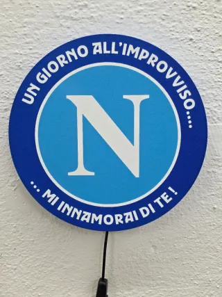 Lampada LED Napoli Calcio 25cm con Pulsante