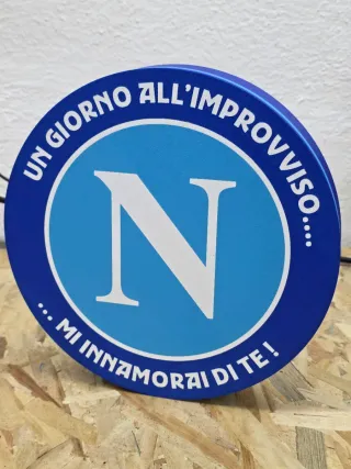 Lampada LED Napoli Calcio 25cm con Pulsante