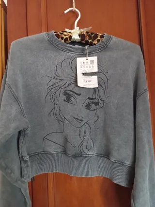 Sudadera Gris con Dibujo Elsa Talla L