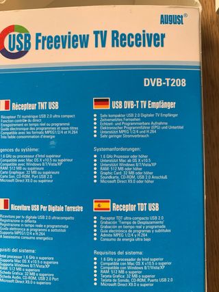 Receptor TDT USB August DVB-T208