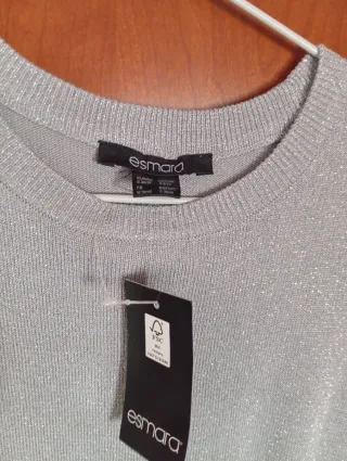 Vestido Esmara plateado manga larga talla única