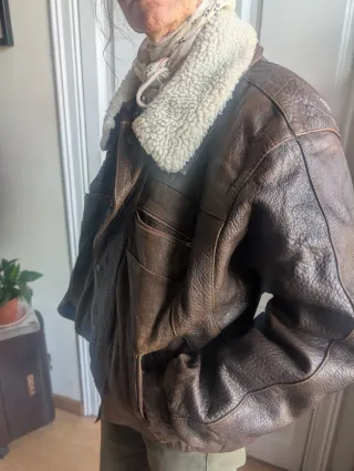 Cazadora Piel Aviador Unisex Marrón