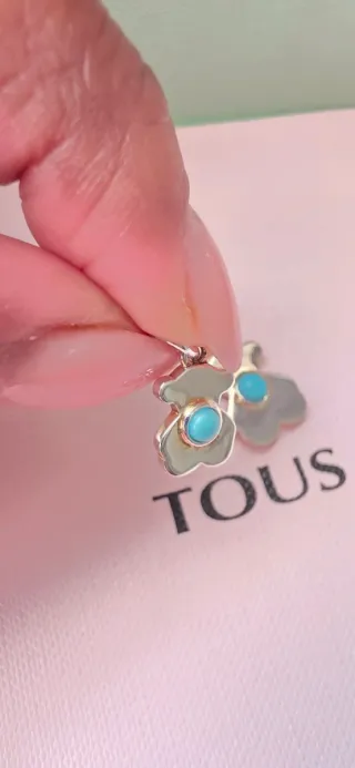 Colgante Tous Oso Plata Turquesa