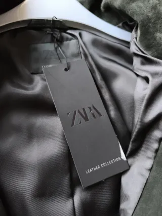 Chaqueta con etiqueta de piel  Ante 100,% zara x