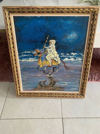 Cuadro de hombre a caballo en la playa