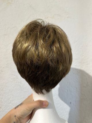 Peluca pelo natural castaño