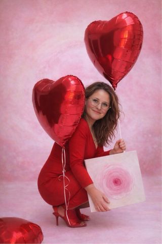 Cuadro acrílico abstracto rosa UNICO.