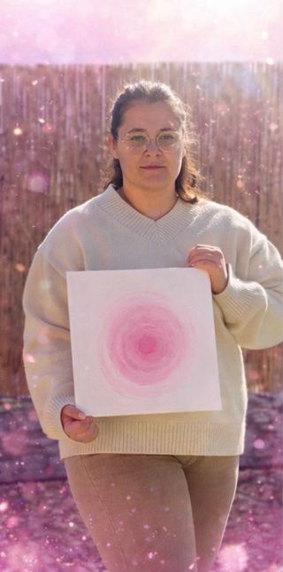 Cuadro acrílico abstracto rosa UNICO.