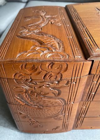 Joyero madera asiático dragón