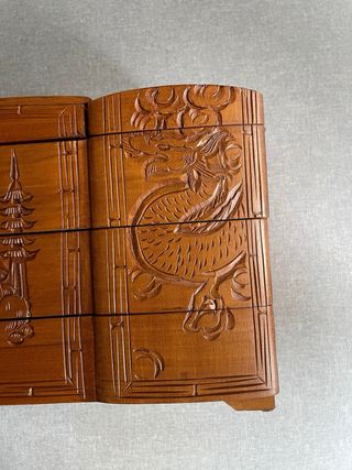 Joyero madera asiático dragón