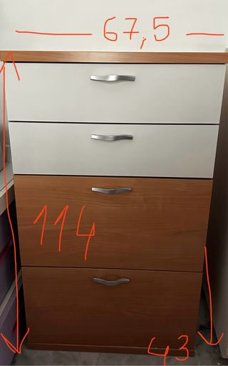 Mueble cajonera madera y blanco