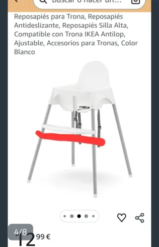 Trona alta IKEA Antilop con bandeja y reposapies
