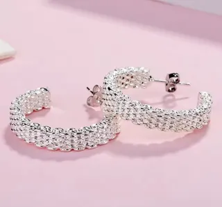 Pendientes aro plata tallados