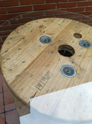 Mesa Bobina Madera y Cristal