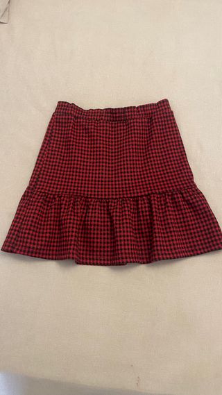 Falda niña Mango cuadros rojo y negro T9/10