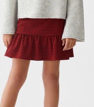 Falda niña Mango cuadros rojo y negro T9/10
