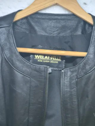 Cazadora de cuero negra WHATEVER Talla M