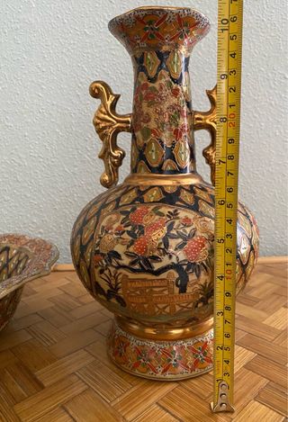 Gran jarrón chino con plato