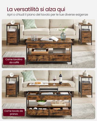 Tavolino da Caffè con Piano Rialzabile, Tavolino d