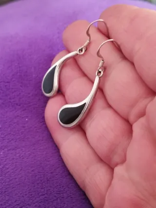 Pendientes Plata Ley Lágrima Negra