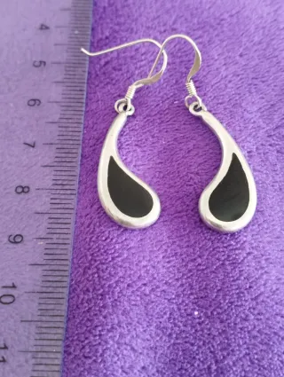 Pendientes Plata Ley Lágrima Negra