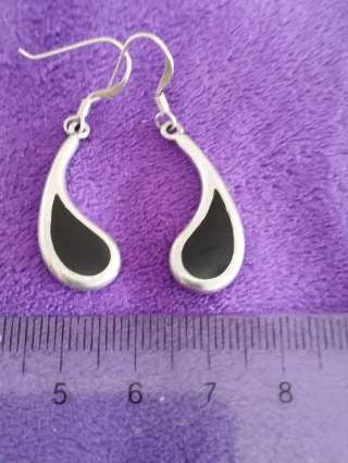 Pendientes Plata Ley Lágrima Negra