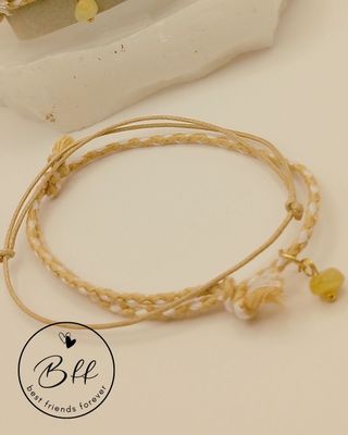 2 Pulseras BFF33 Piedra Sol Beige