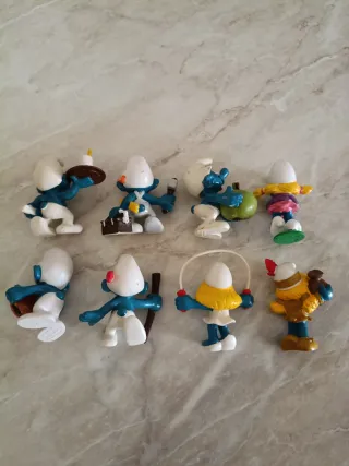 Puffi 1983 in gomma - 8 pezzi