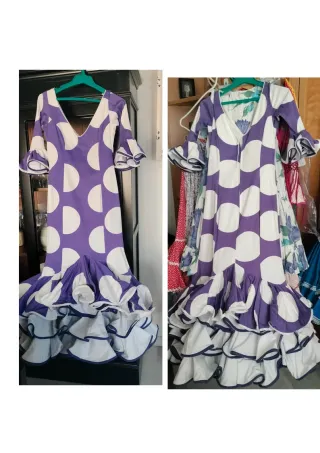 Traje de Gitana Morado y Blanco