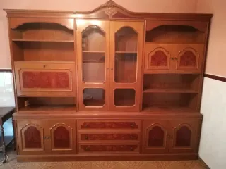 Mueble salón comedor vintage madera y cristal