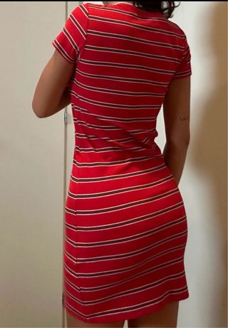 Vestito mini a righe rosse e bianche