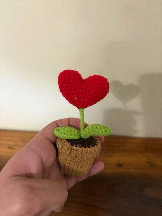 Flor Corazón Amigurumi Ganchillo