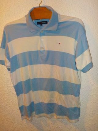 Polo Tommy Hilfiger Rayas Azul Claro Talla XL