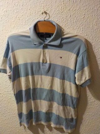 Polo Tommy Hilfiger Rayas Azul Claro Talla XL