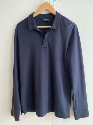 Polo Emporio Armani azul con cremallera